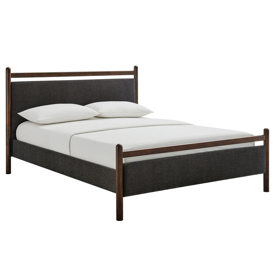 Flax King Size Platform Bed Frame in Wenge Heathered Dark Gray