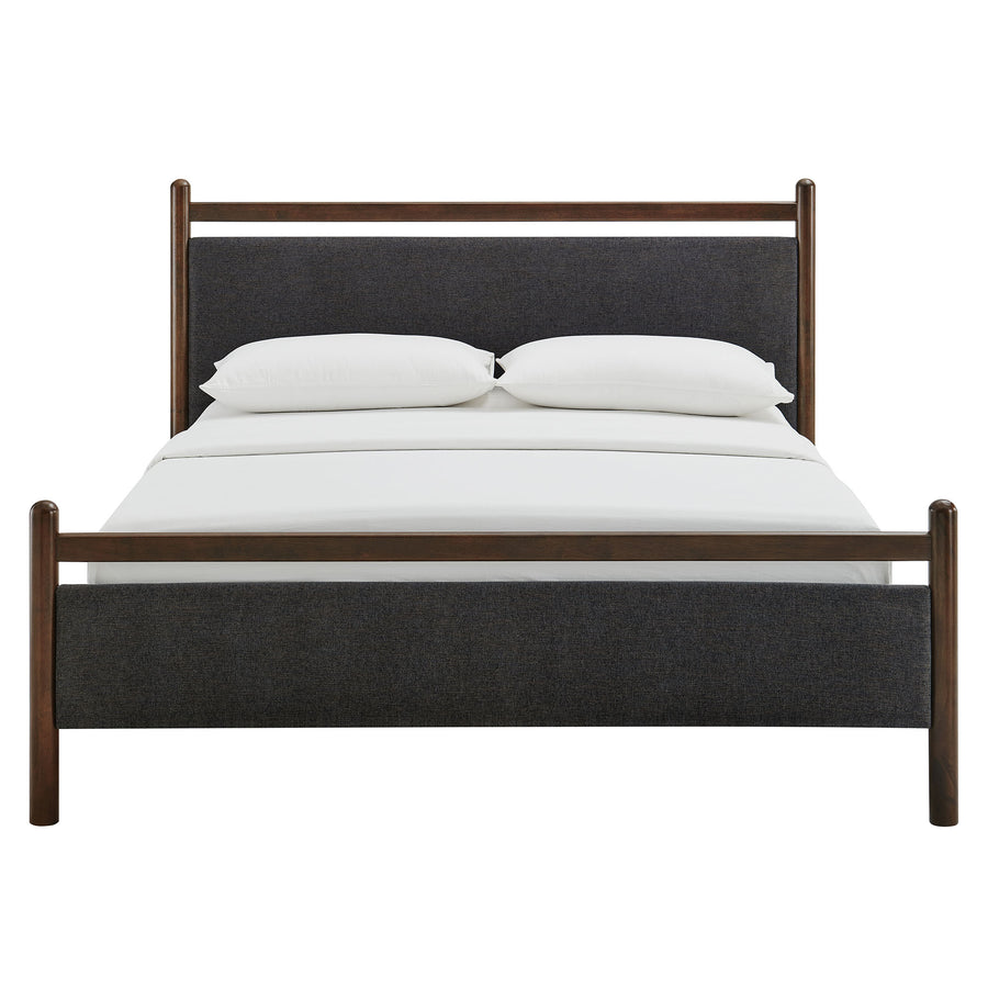 Flax King Size Platform Bed Frame in Wenge Heathered Dark Gray