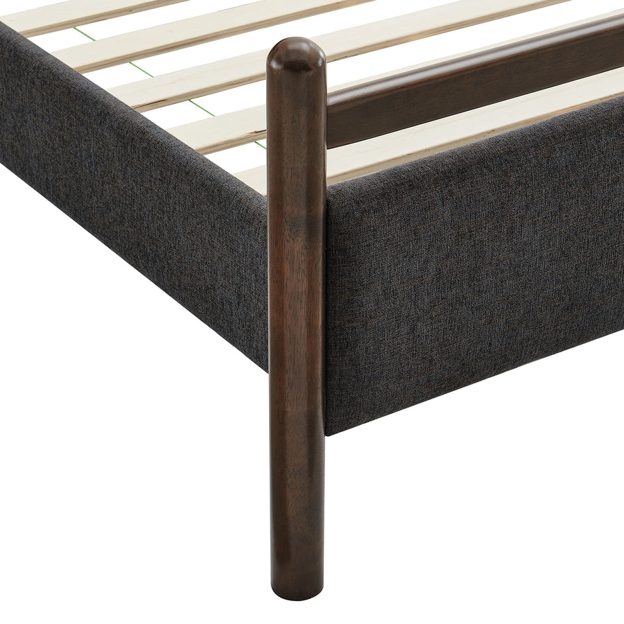 Flax King Size Platform Bed Frame in Wenge Heathered Dark Gray