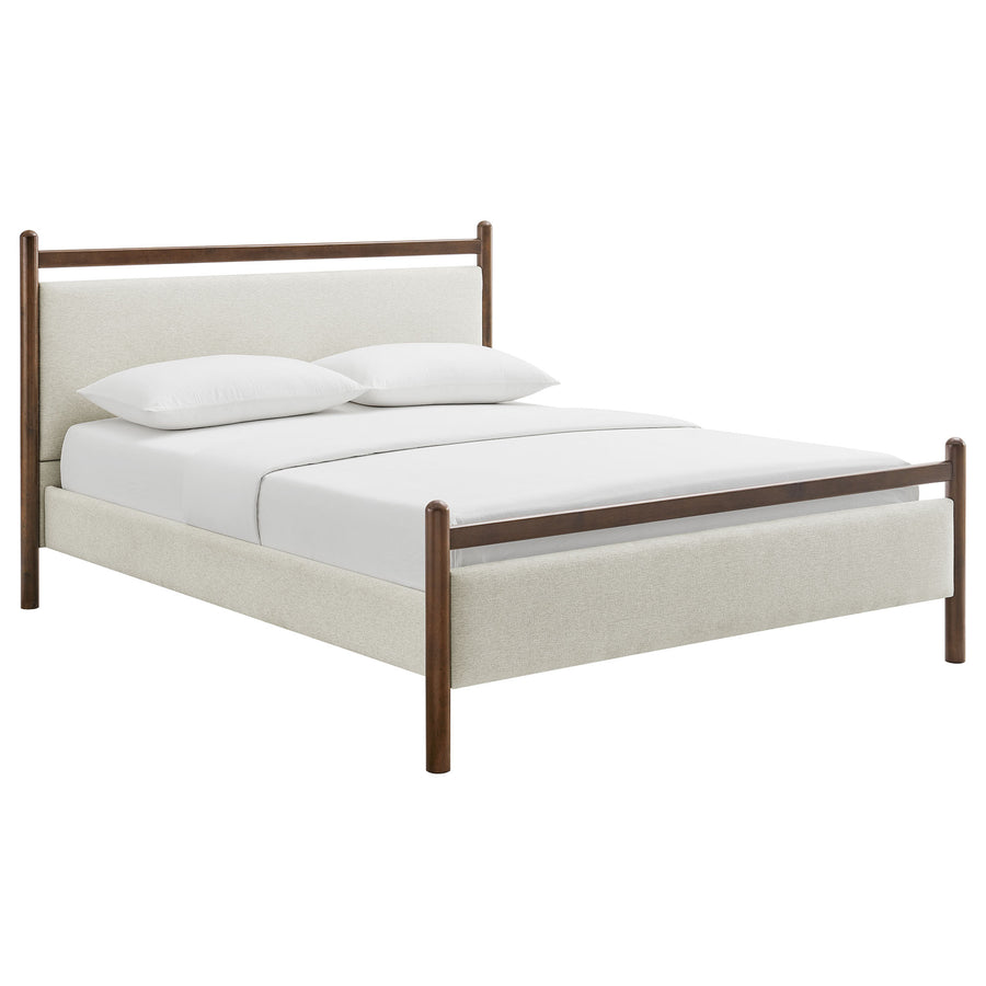 Flax King Size Platform Bed Frame in Wenge Heathered Ivory