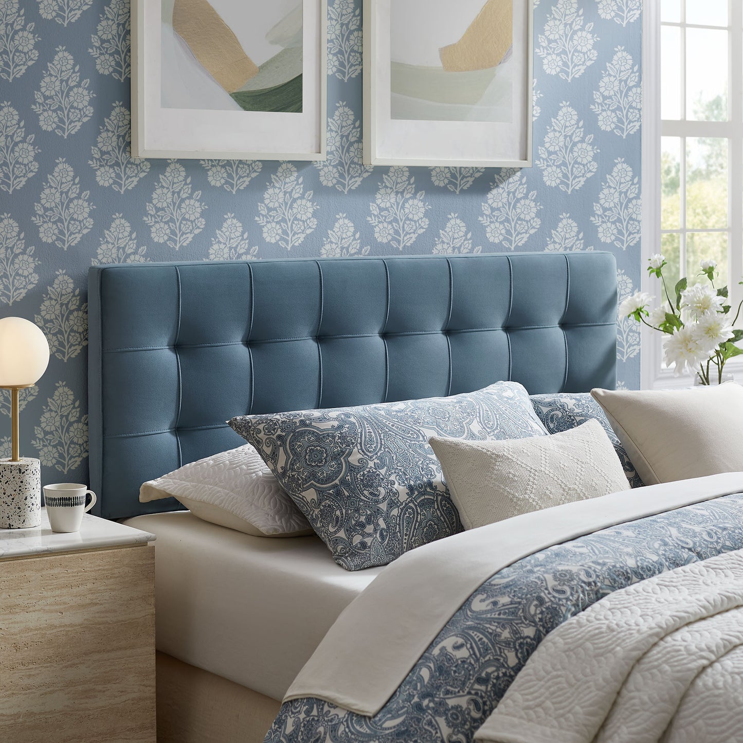 Lily Stain-Resistant Performance Velvet Full Size Headboard by Furniture for America
