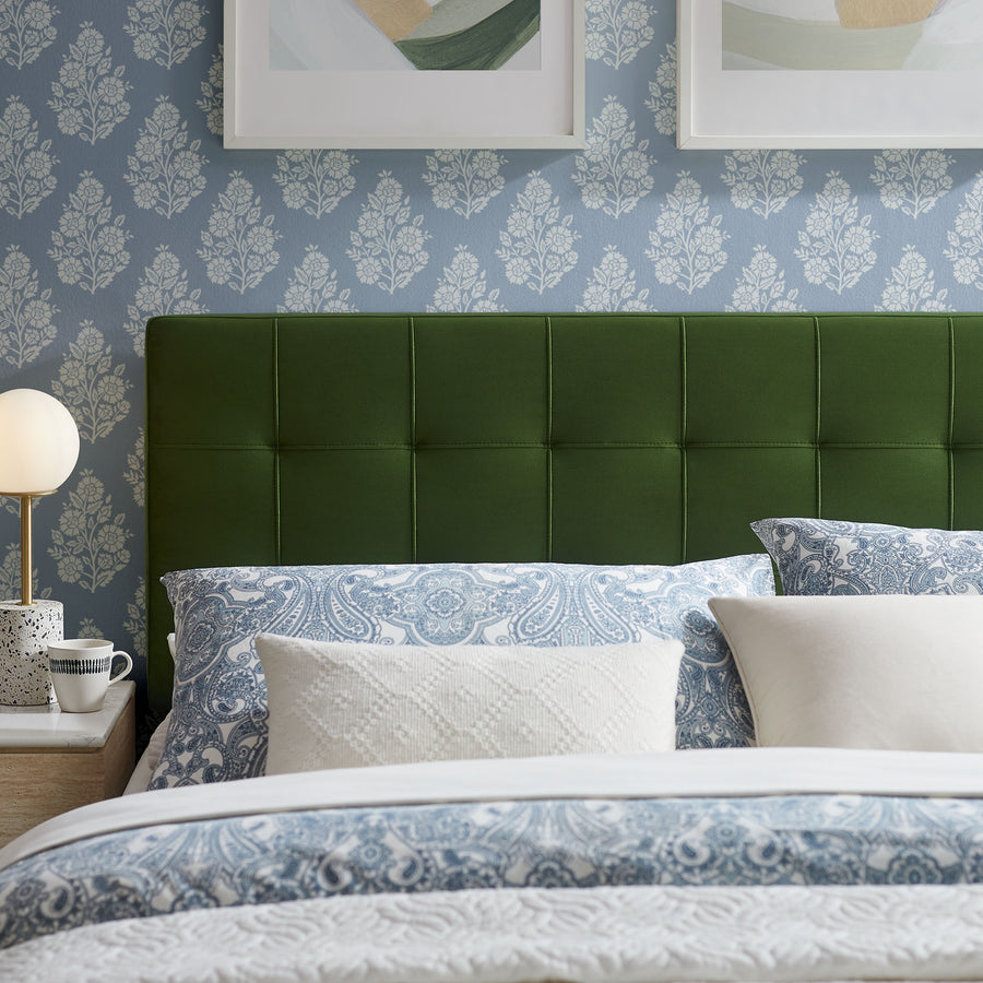 Cleo Stain-Resistant Performance Velvet Full Size Headboard in Moss Green