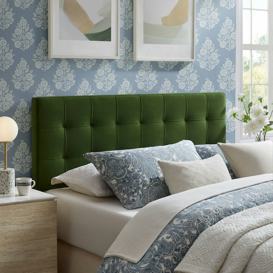 Cleo Stain-Resistant Performance Velvet Full Size Headboard in Moss Green