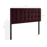 Cleo Stain-Resistant Performance Velvet Full Size Headboard in Mulberry