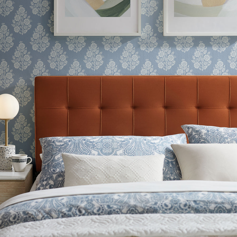 Cleo Stain-Resistant Performance Velvet Full Size Headboard in Rust