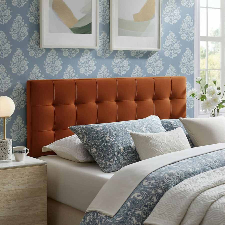 Cleo Stain-Resistant Performance Velvet Full Size Headboard in Rust