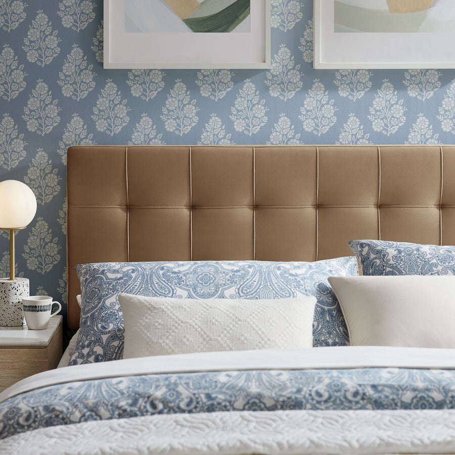 Cleo Stain-Resistant Performance Velvet Full Size Headboard in Taupe