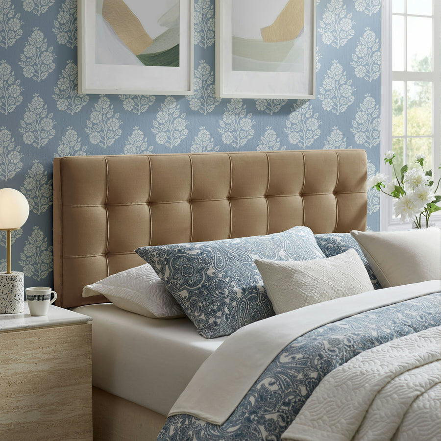 Cleo Stain-Resistant Performance Velvet Full Size Headboard in Taupe