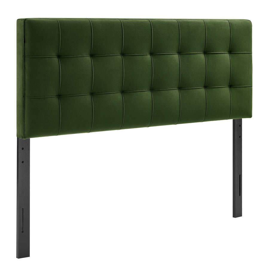 Cleo Stain-Resistant Performance Velvet Queen Size Headboard in Moss Green