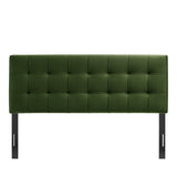 Cleo Stain-Resistant Performance Velvet Queen Size Headboard in Moss Green