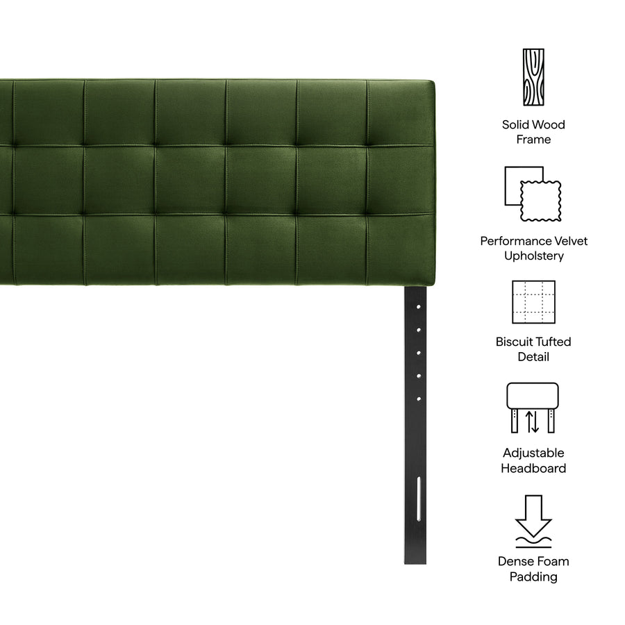 Cleo Stain-Resistant Performance Velvet Queen Size Headboard in Moss Green