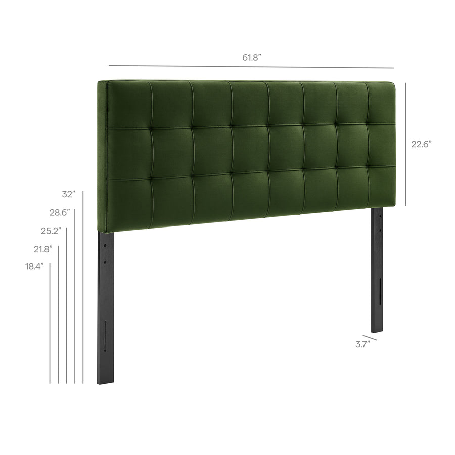 Cleo Stain-Resistant Performance Velvet Queen Size Headboard in Moss Green