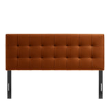 Cleo Stain-Resistant Performance Velvet Queen Size Headboard in Rust