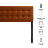 Cleo Stain-Resistant Performance Velvet Queen Size Headboard in Rust