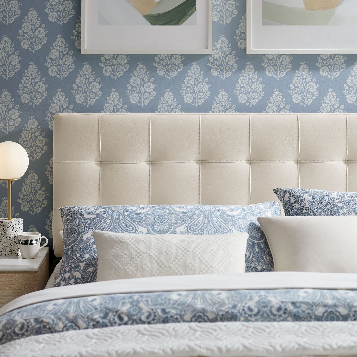 Lily Stain-Resistant Performance Velvet King Size Headboard by Furniture for America