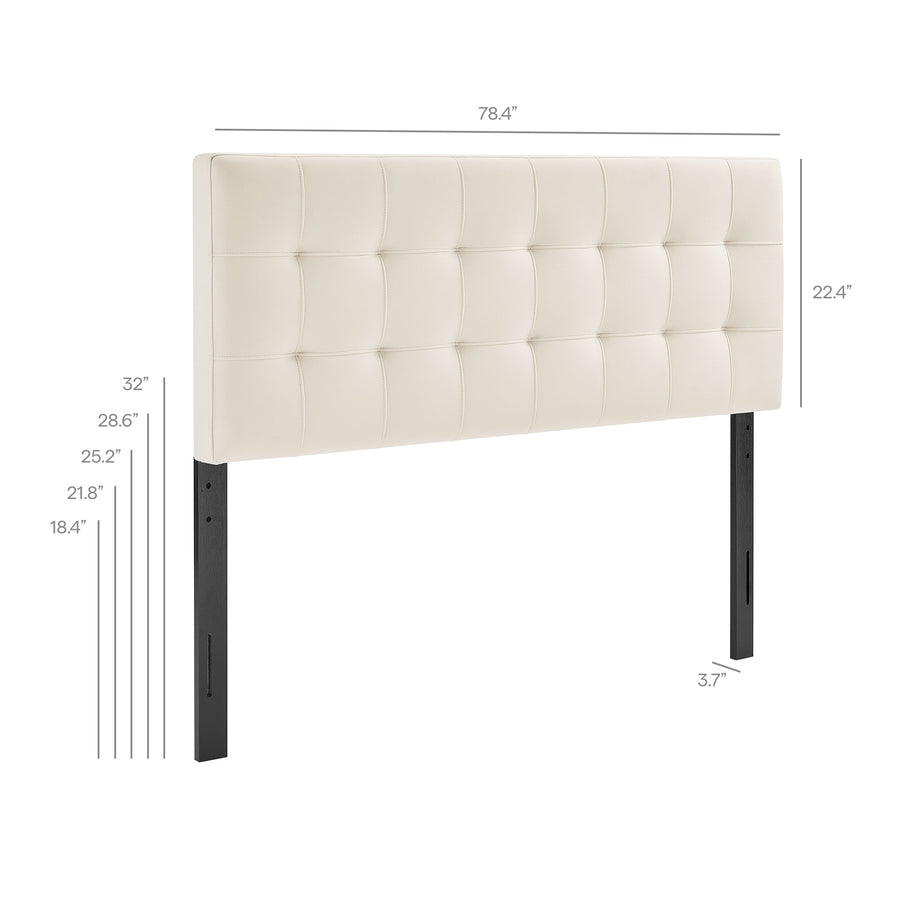 Cleo Stain-Resistant Performance Velvet King Size Headboard in Alabaster