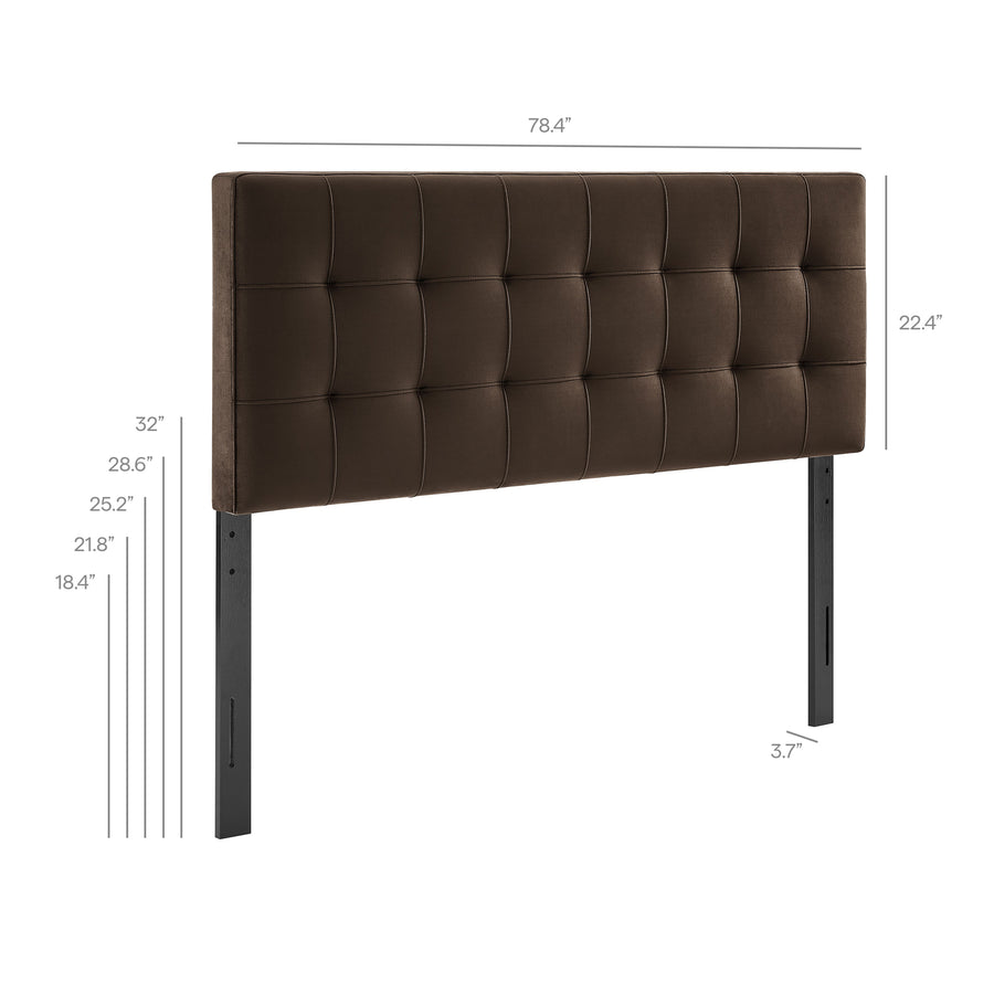 Cleo Stain-Resistant Performance Velvet King Size Headboard in Chocolate Brown