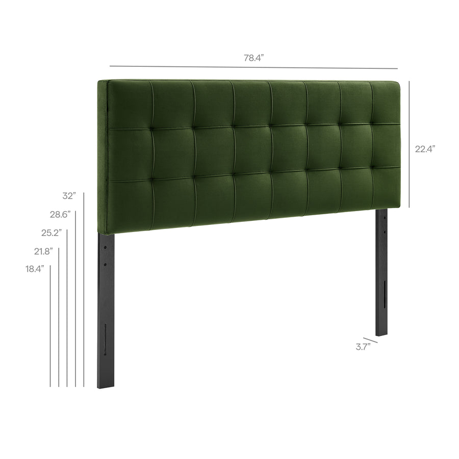 Cleo Stain-Resistant Performance Velvet King Size Headboard in Moss Green