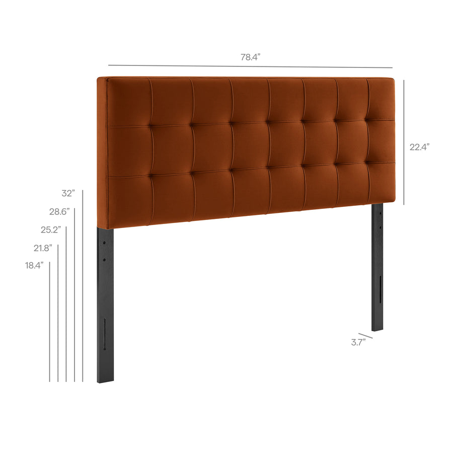 Cleo Stain-Resistant Performance Velvet King Size Headboard in Rust