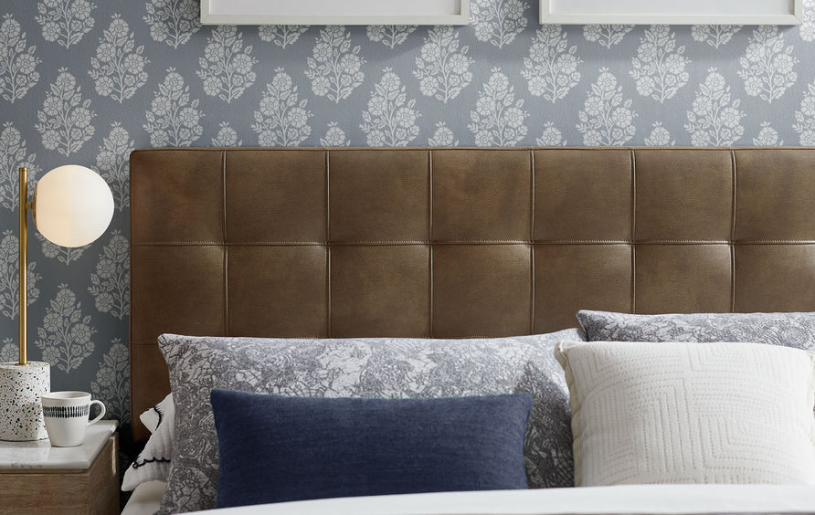 Cleo Vegan Leather Queen Size Headboard in Mushroom