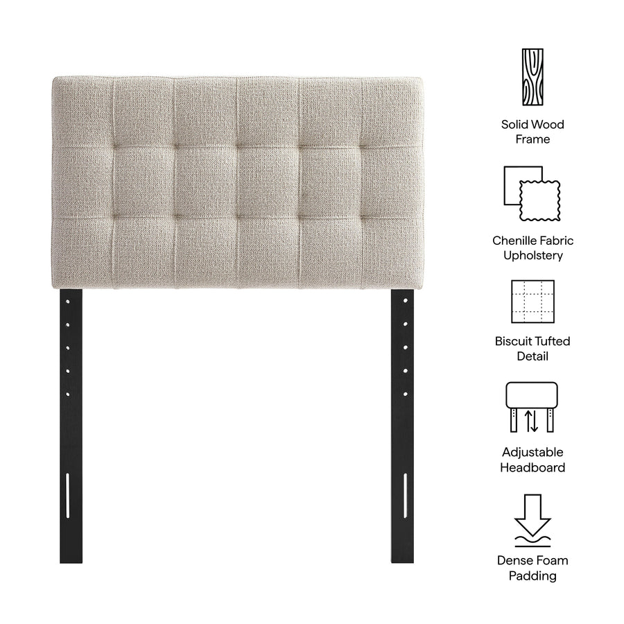 Cleo Upholstered Twin Size Headboard in Dove