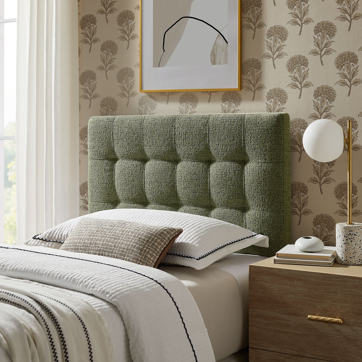 Lily Upholstered Twin Size Headboard by Furniture for America