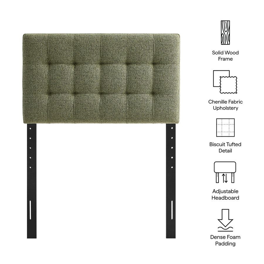 Cleo Upholstered Twin Size Headboard in Leaf