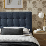 Cleo Upholstered Twin Size Headboard in Navy Chenille