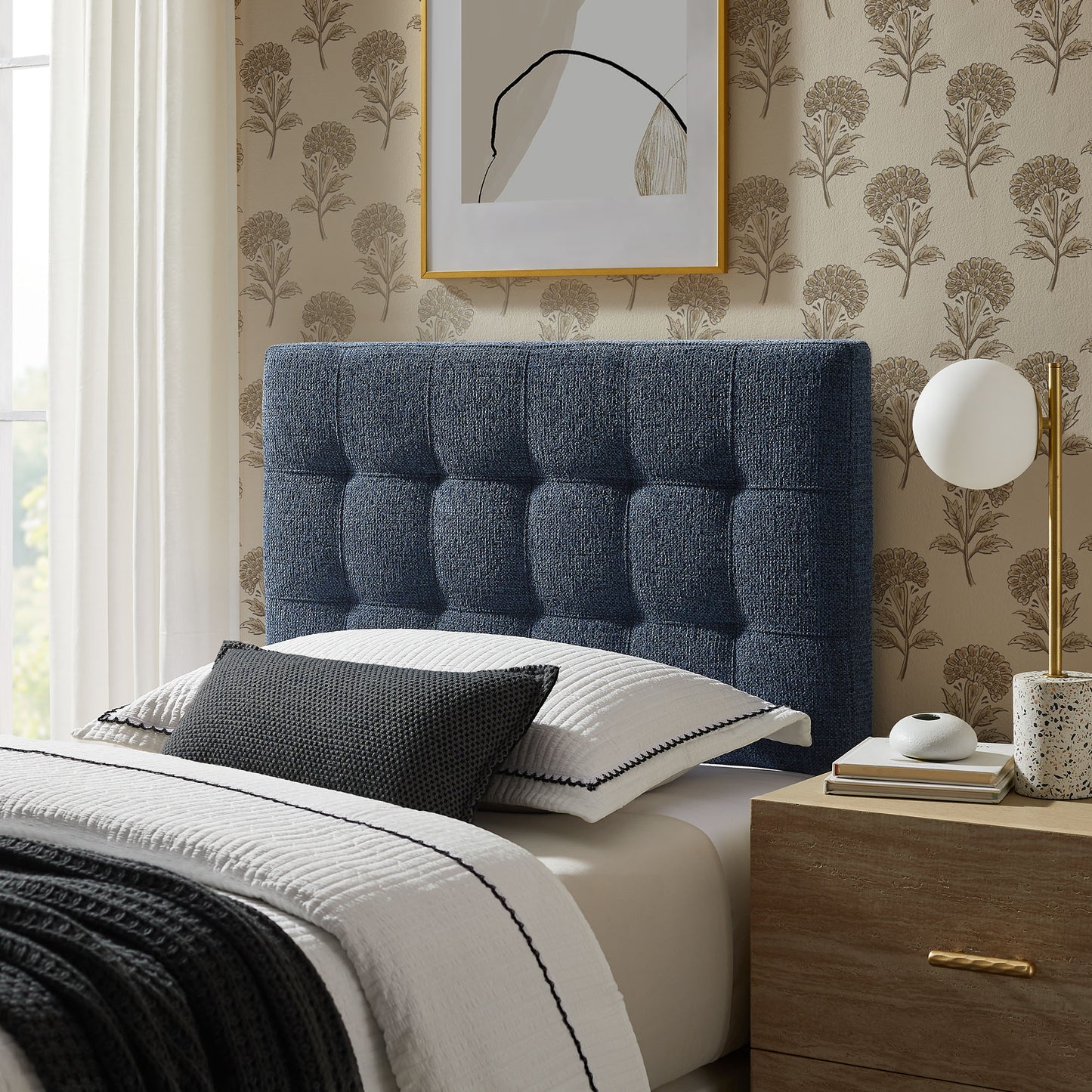 Lily Upholstered Twin Size Headboard by Furniture for America