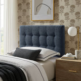 Cleo Upholstered Twin Size Headboard in Navy Chenille