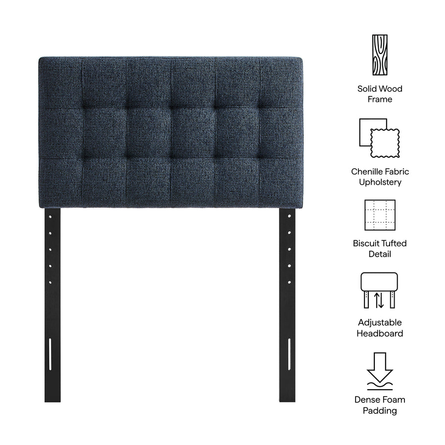 Cleo Upholstered Twin Size Headboard in Navy Chenille