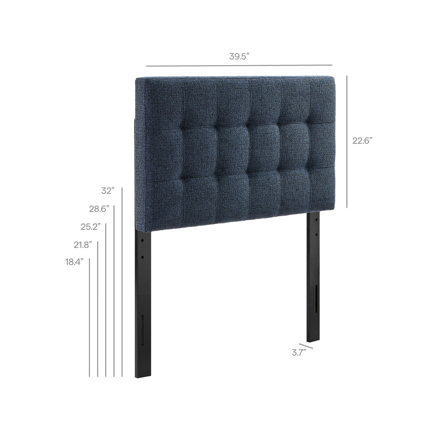 Cleo Upholstered Twin Size Headboard in Navy Chenille