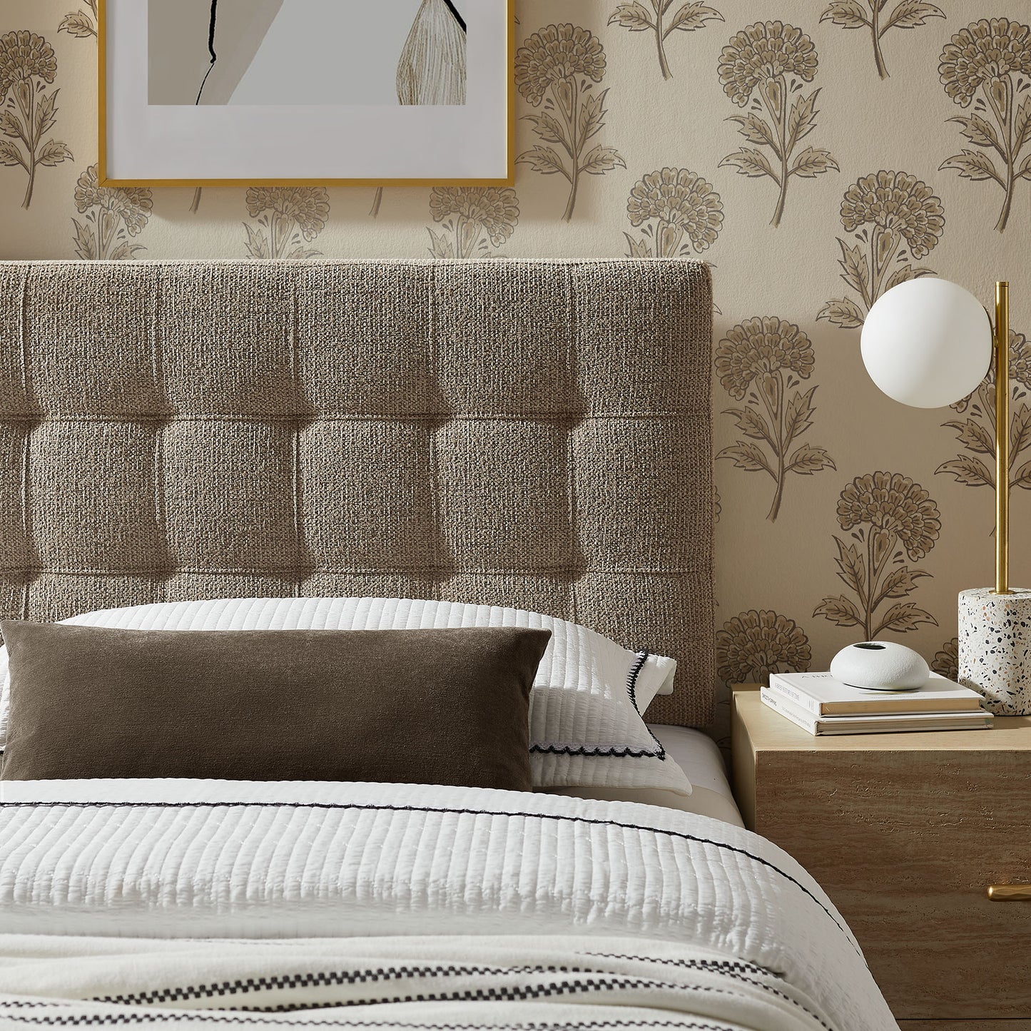 Lily Upholstered Twin Size Headboard by Furniture for America