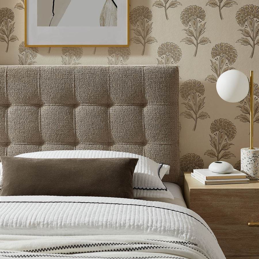 Cleo Upholstered Twin Size Headboard in Taupe