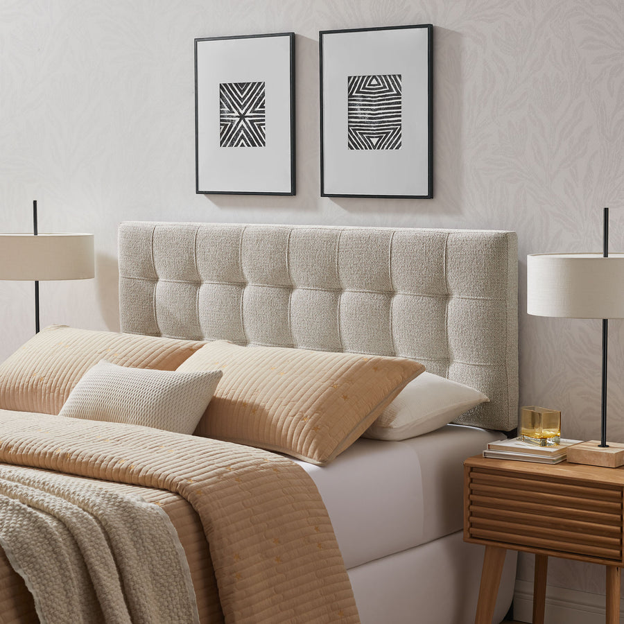 Cleo Upholstered Queen Size Headboard in Dove