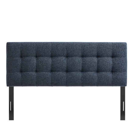 Lily Upholstered Queen Size Headboard in Navy Chenille