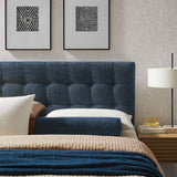 Cleo Upholstered Queen Size Headboard in Navy Chenille