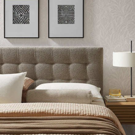 Lily Upholstered Queen Size Headboard in Taupe