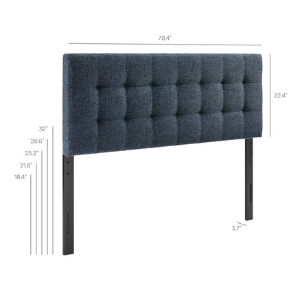 Lily Upholstered King Size Headboard in Navy Chenille
