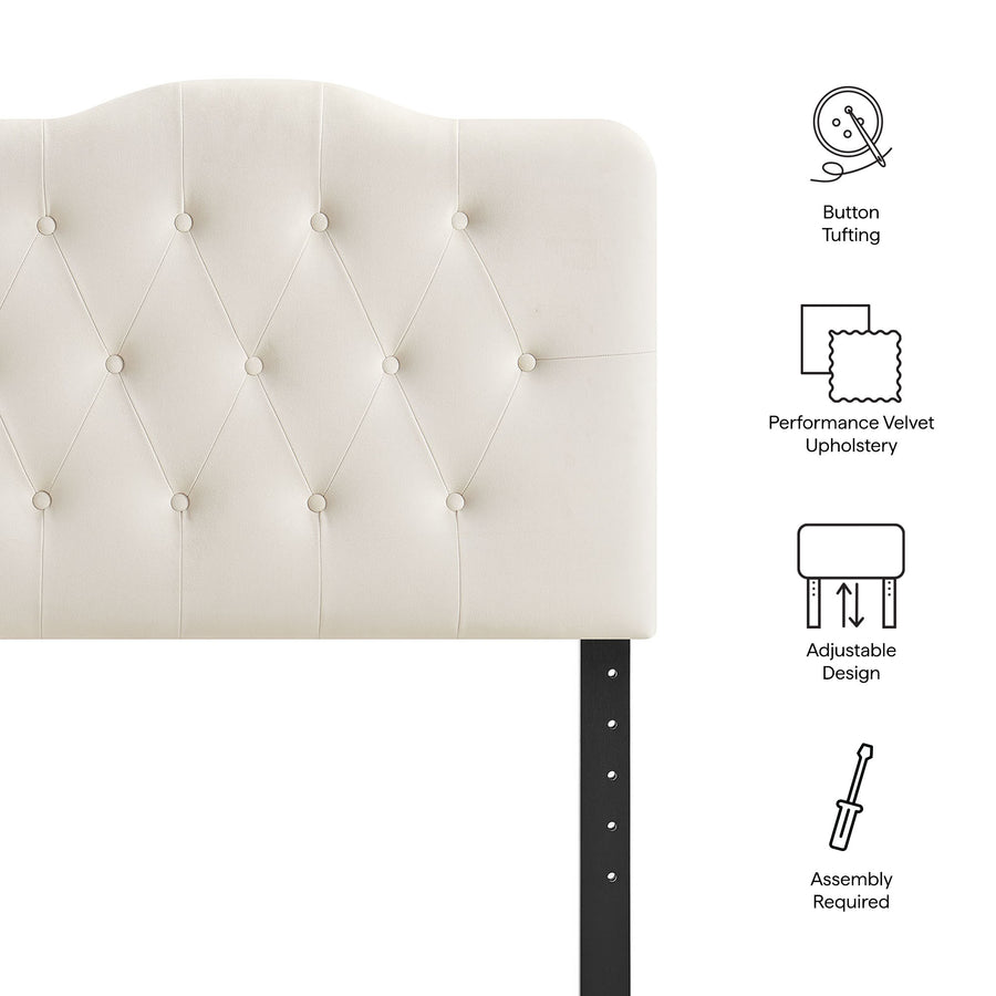 Sage Stain-Resistant Performance Velvet Twin Headboard in Alabaster