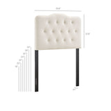 Sage Stain-Resistant Performance Velvet Twin Headboard in Alabaster