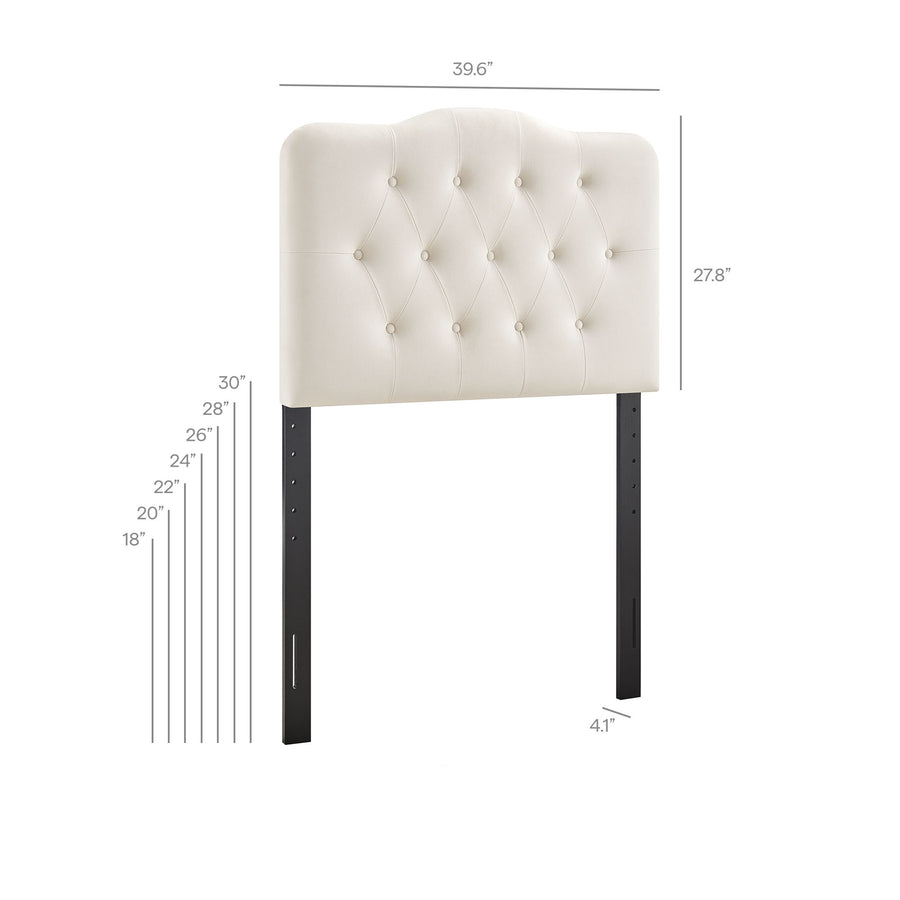 Sage Stain-Resistant Performance Velvet Twin Headboard in Alabaster