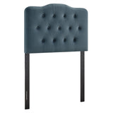 Sage Stain-Resistant Performance Velvet Twin Headboard in Cadet Blue