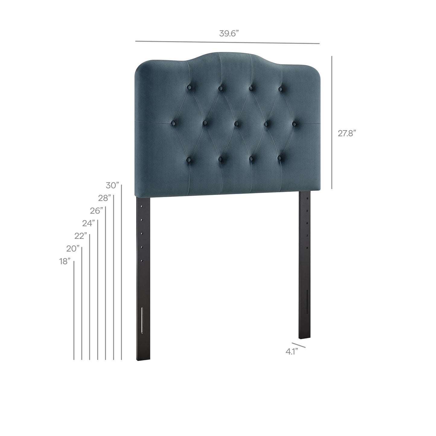 Sage Stain-Resistant Performance Velvet Twin Headboard in Cadet Blue