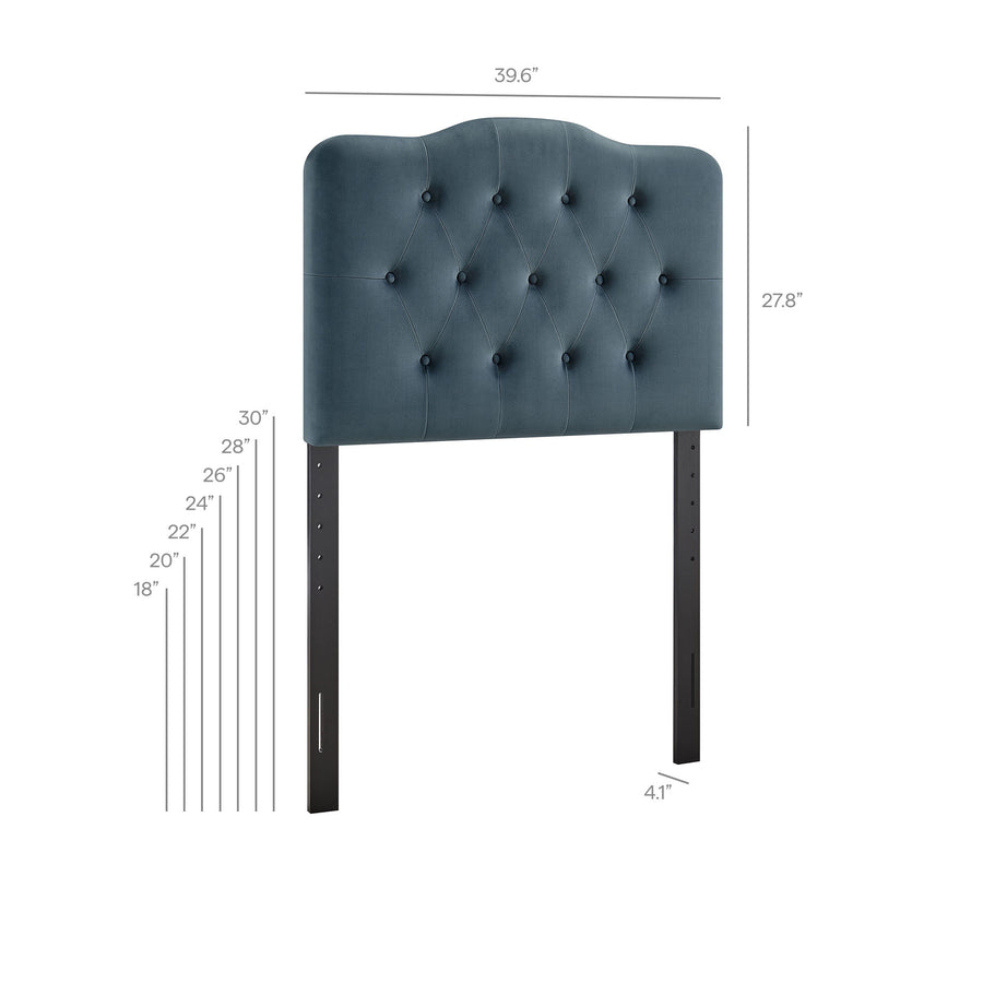 Sage Stain-Resistant Performance Velvet Twin Headboard in Cadet Blue