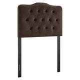 Sage Stain-Resistant Performance Velvet Twin Headboard in Chocolate Brown