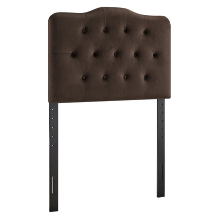 Annabel Stain-Resistant Performance Velvet Twin Headboard in Chocolate Brown