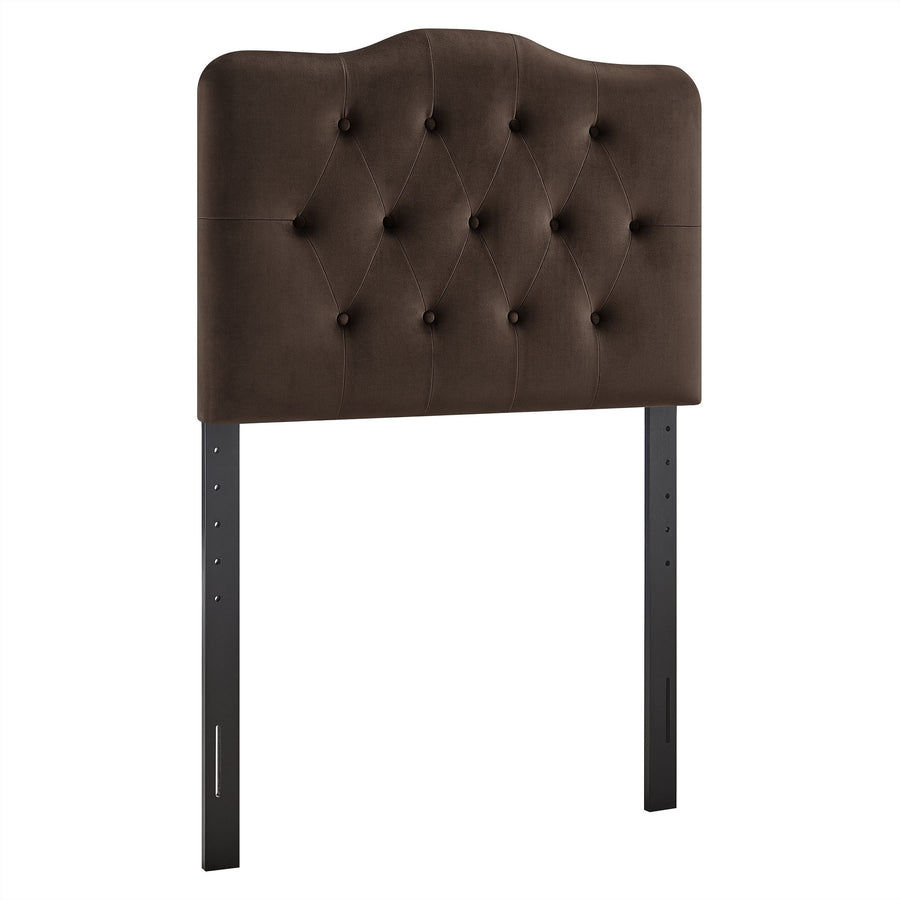 Sage Stain-Resistant Performance Velvet Twin Headboard in Chocolate Brown