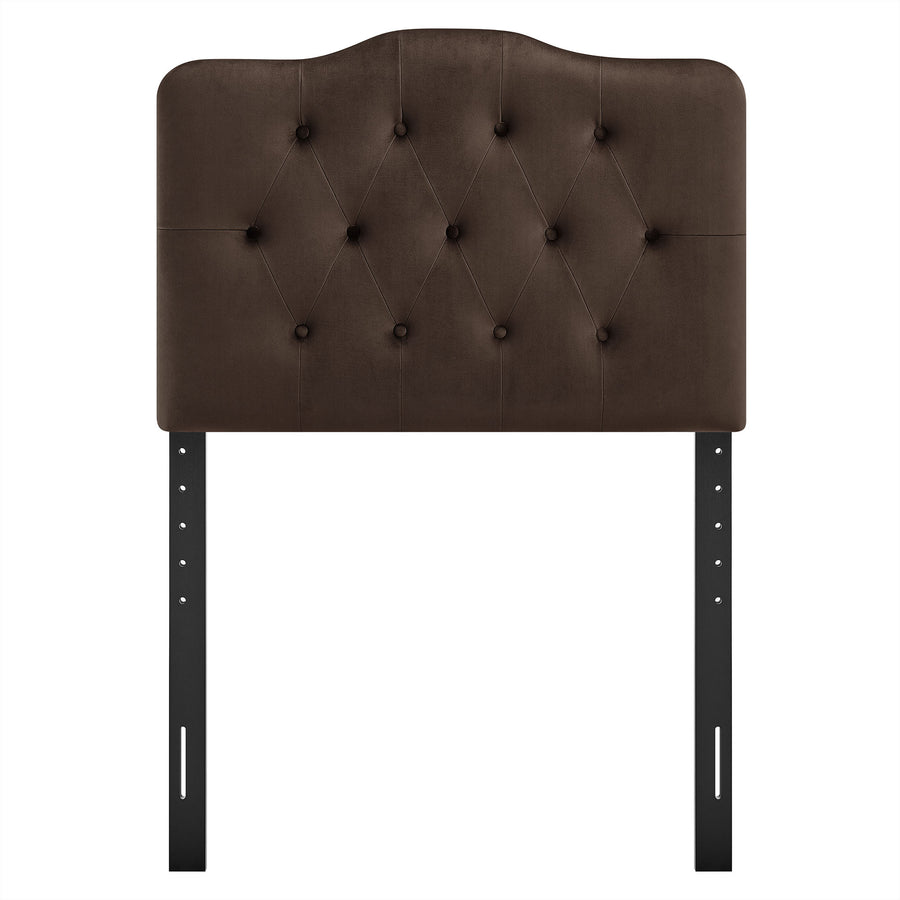 Sage Stain-Resistant Performance Velvet Twin Headboard in Chocolate Brown