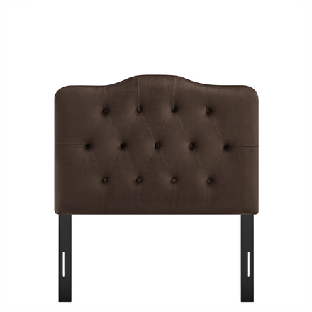 Annabel Stain-Resistant Performance Velvet Twin Headboard in Chocolate Brown